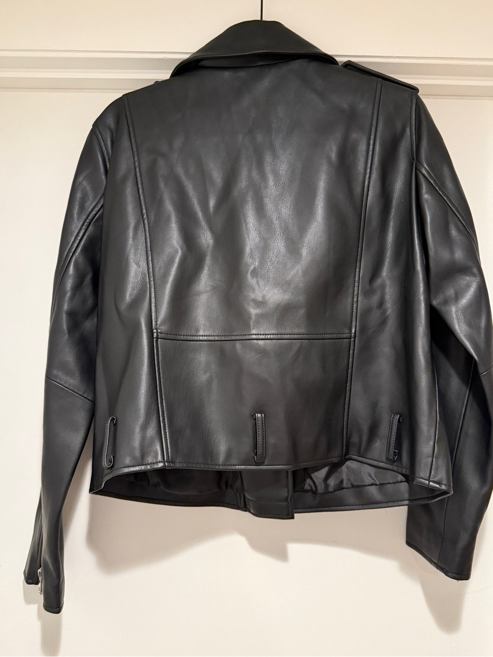 Zara Black Leather Motorcycle Jacket Size XL - Picture 5 of 8